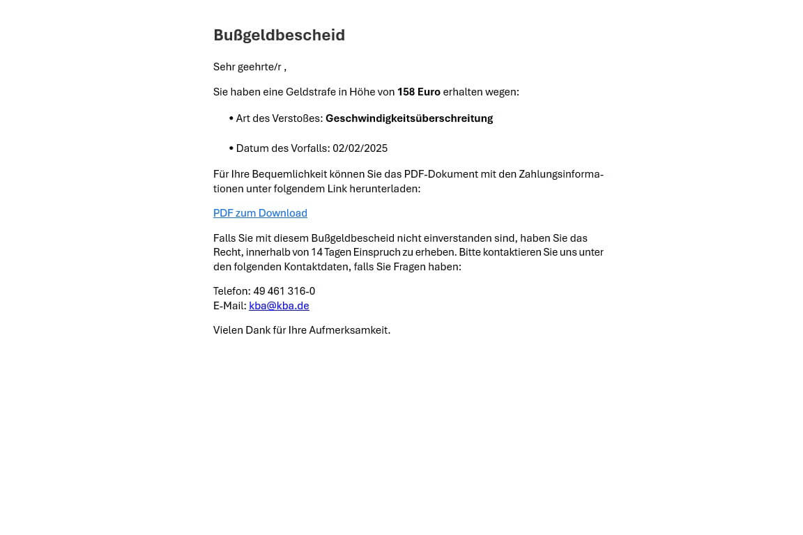 Diese betrügerische E-Mail ist aktuell im Umlauf. Foto: Screenshot